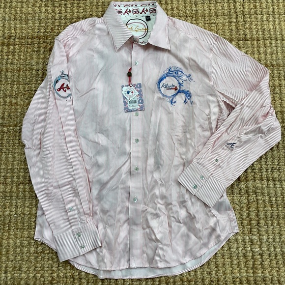 Robert Graham Atlanta Braves Button Down Shirt 2XL NWT NEW - Picture 4 of 8